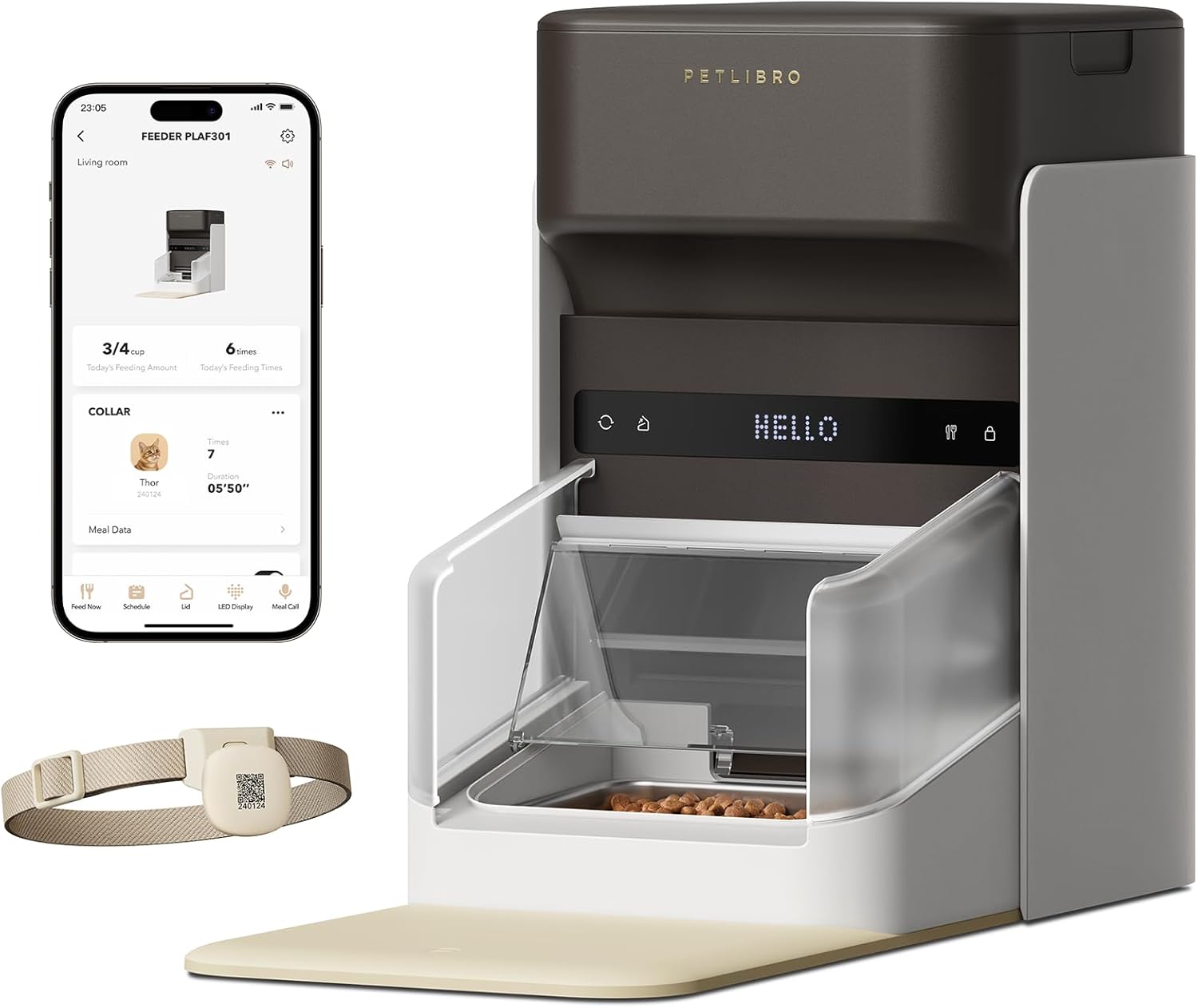 PETLIBRO RFID自動給餌器の公式商品画像。首輪タグを認識して蓋を開閉するモデル
